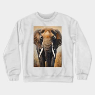 Elephant Portrait Oil Painting Art Crewneck Sweatshirt